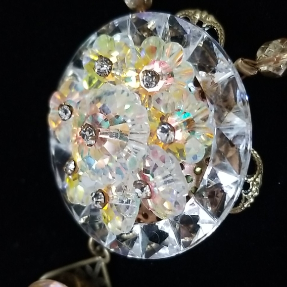 NWT Repurposed Hand Crafted Vintage Jewelry Assemblage Crystal Necklace - Picture 8 of 16